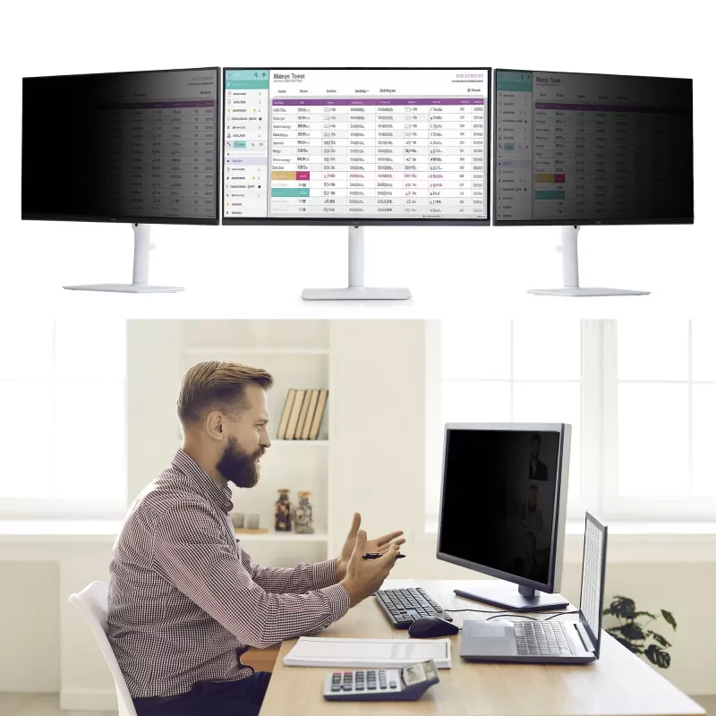StarTech.com Magnetische Monitor-Blickschutzfolie für 24 Zoll 16:10 Display, Abnehmbarer Filter, Blendfreie/Glänzende Seiten, Blaulichtreduzierender Displayschutzfilm, TAA