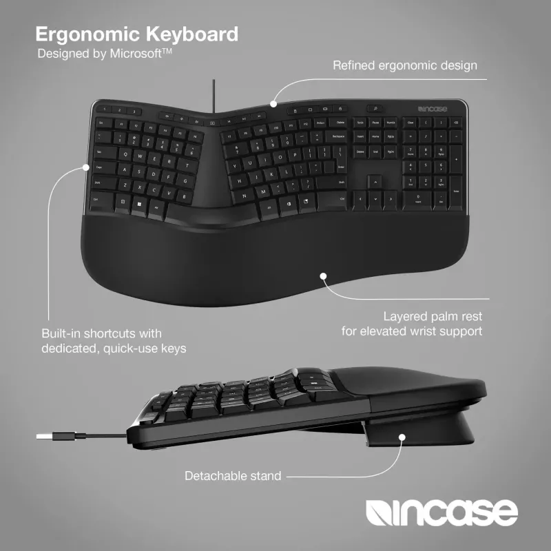 Incase Designed by Microsoft Ergonomische Tastatur Office USB QWERTY Schwarz