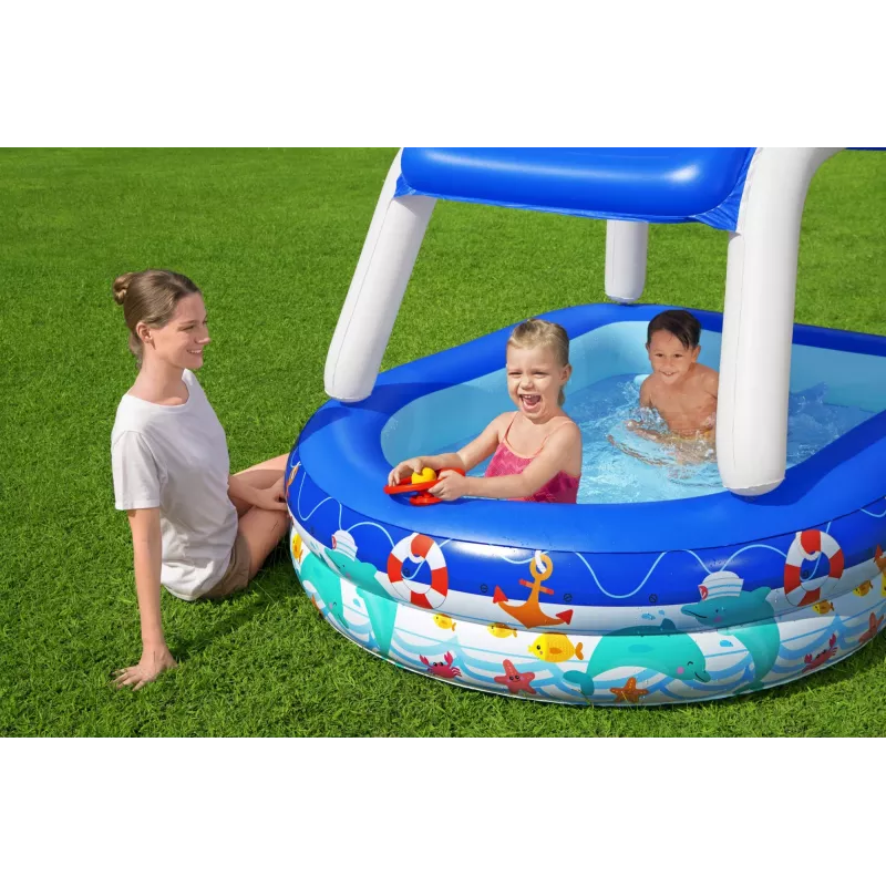 Bestway Sea Captain Aufblasbarer Familienpool mit UV Careful Sonnensegel