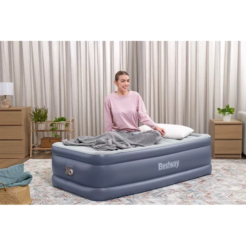 Bestway Tritech Luftmatratze Twin mit integrierter AC-Pumpe und antimikrobieller Beschichtung 1,91 m x 97 cm x 51 cm