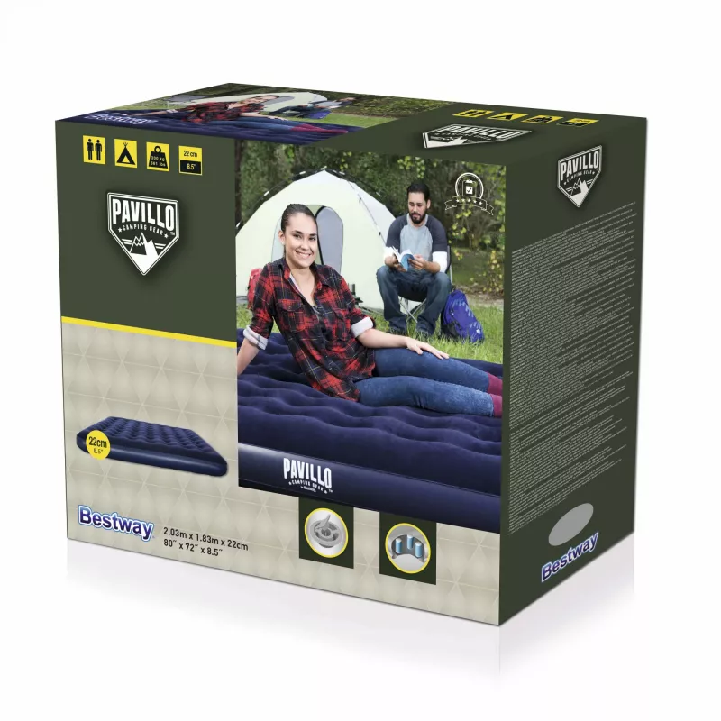 Bestway Flocked Airbed – King – 2,03 m x 1,83 m x 22 cm, Doppelmatratze