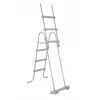 Bestway Flip & Lock Aufstellpool-Leiter 1,07 m, Leiter, Grau, Metall, 150 kg, 3 Stufen, 107 cm
