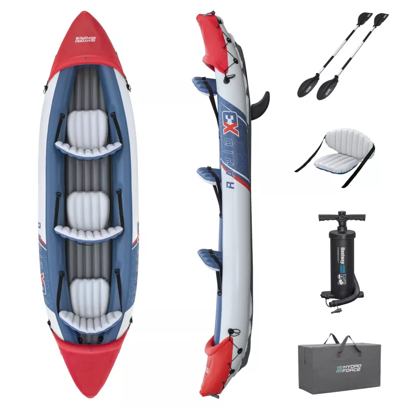 Bestway Hydro Force Rapid X3 aufblasbares Kajak-Set für 3 Personen 3,81 m