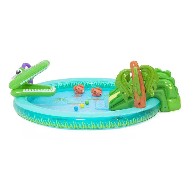 Bestway Crocodile Cove Kinder aufblasbares Wasserspielcenter und Pool 2,24 m x 1,81 m x 72 cm