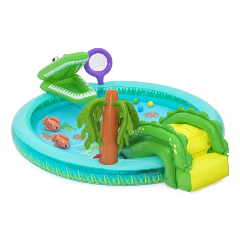 Bestway Crocodile Cove Kinder aufblasbares Wasserspielcenter und Pool 2,24 m x 1,81 m x 72 cm