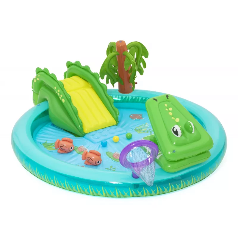 Bestway Crocodile Cove Kinder aufblasbares Wasserspielcenter und Pool 2,24 m x 1,81 m x 72 cm