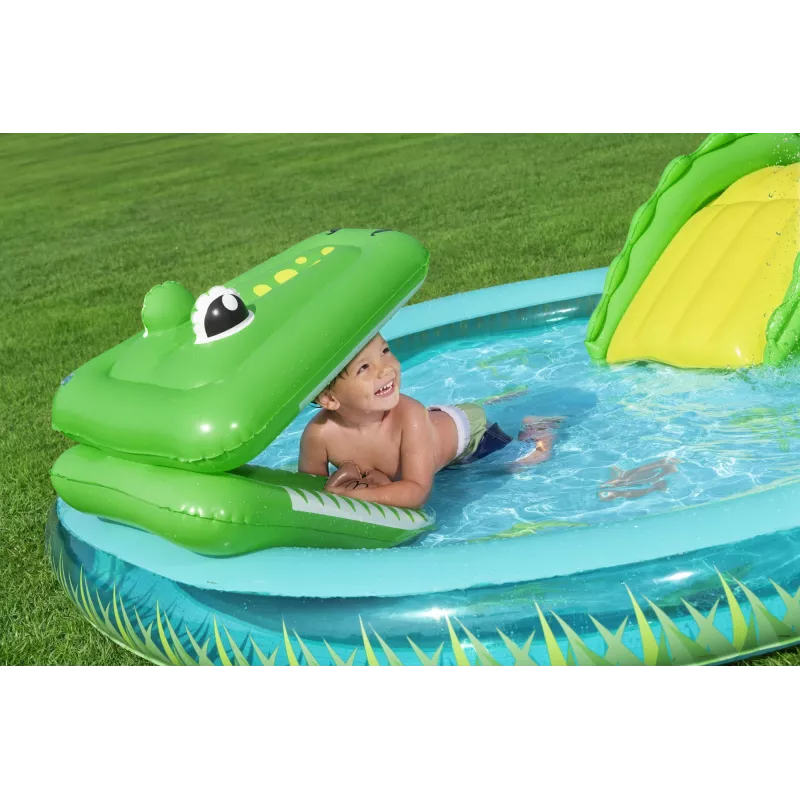 Bestway Crocodile Cove Kinder aufblasbares Wasserspielcenter und Pool 2,24 m x 1,81 m x 72 cm