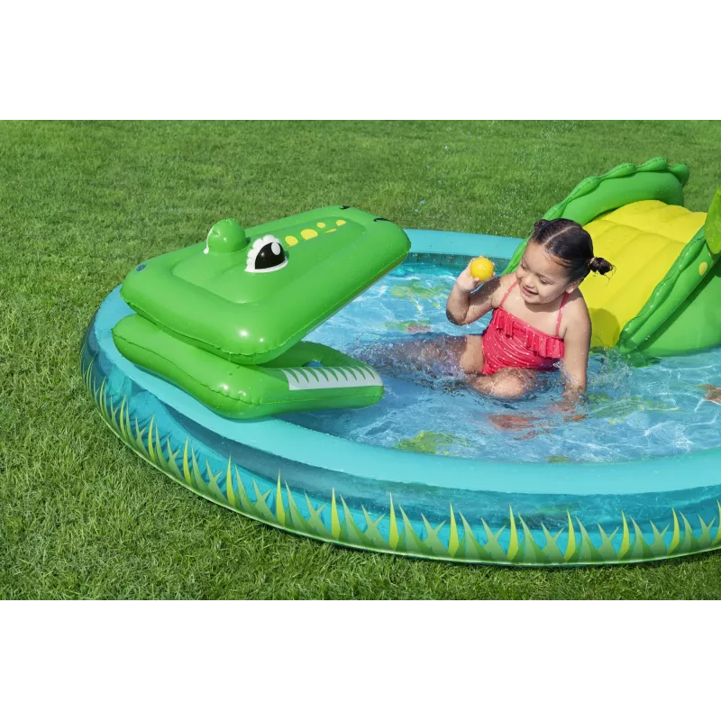Bestway Crocodile Cove Kinder aufblasbares Wasserspielcenter und Pool 2,24 m x 1,81 m x 72 cm