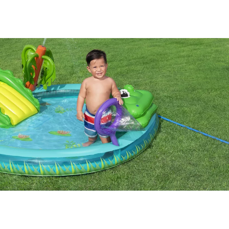 Bestway Crocodile Cove Kinder aufblasbares Wasserspielcenter und Pool 2,24 m x 1,81 m x 72 cm