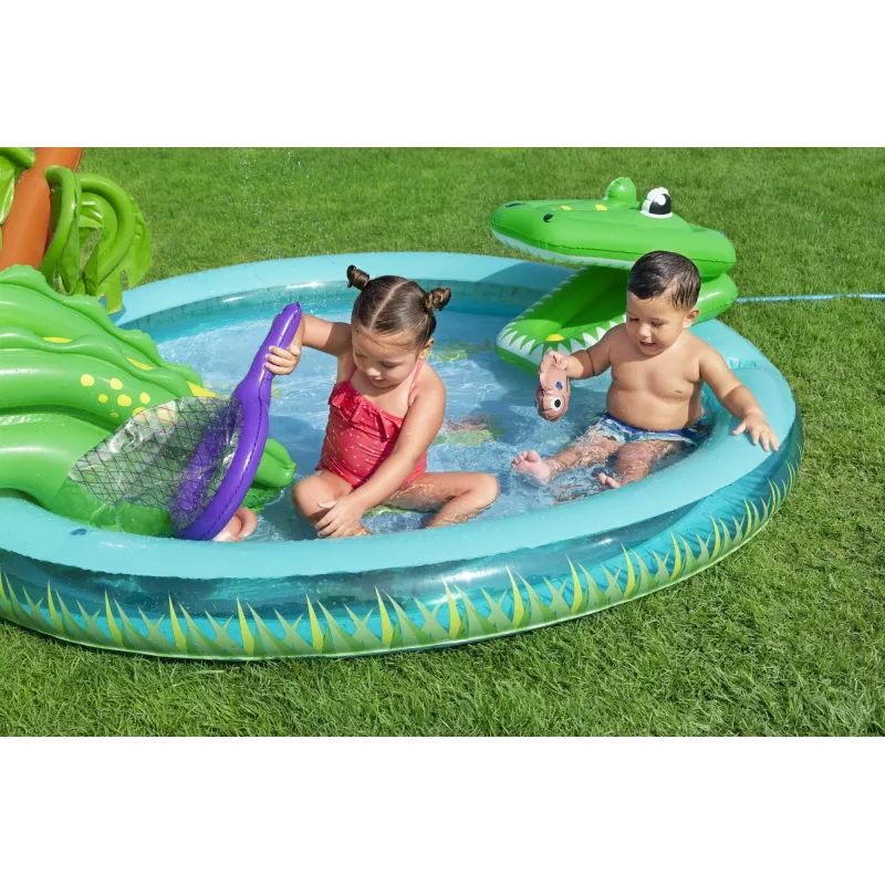 Bestway Crocodile Cove Kinder aufblasbares Wasserspielcenter und Pool 2,24 m x 1,81 m x 72 cm