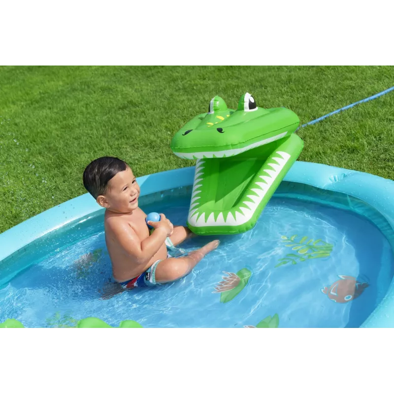Bestway Crocodile Cove Kinder aufblasbares Wasserspielcenter und Pool 2,24 m x 1,81 m x 72 cm
