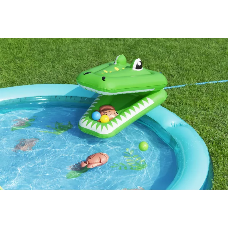 Bestway Crocodile Cove Kinder aufblasbares Wasserspielcenter und Pool 2,24 m x 1,81 m x 72 cm