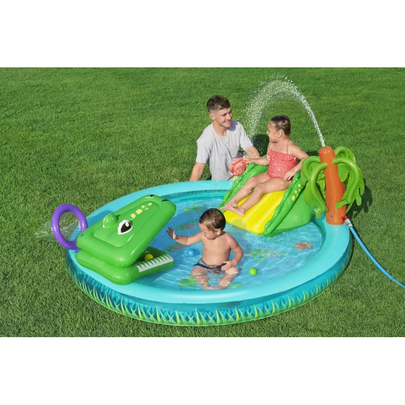 Bestway Crocodile Cove Kinder aufblasbares Wasserspielcenter und Pool 2,24 m x 1,81 m x 72 cm