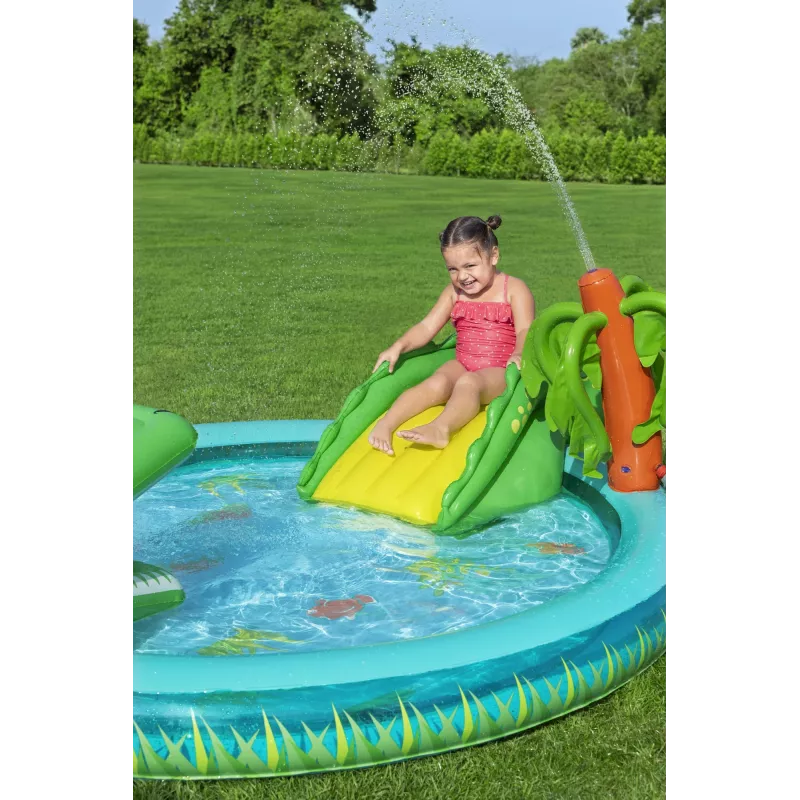 Bestway Crocodile Cove Kinder aufblasbares Wasserspielcenter und Pool 2,24 m x 1,81 m x 72 cm