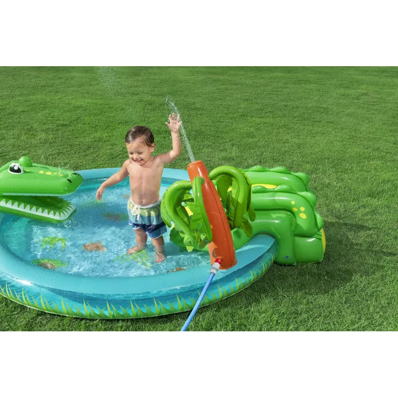 Bestway Crocodile Cove Kinder aufblasbares Wasserspielcenter und Pool 2,24 m x 1,81 m x 72 cm