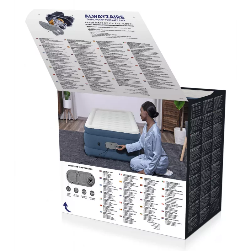Bestway AlwayzAire Twin Luftbett mit integrierter Doppelpumpe 1,91 m x 97 cm x 46 cm