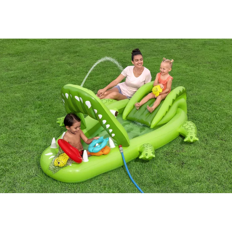Bestway Later Gator Aufblasbarer Wasser-Spielplatz und Pool für Kinder 2,34 m x 1,63 m x 87 cm