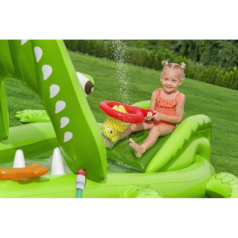 Bestway Later Gator Aufblasbarer Wasser-Spielplatz und Pool für Kinder 2,34 m x 1,63 m x 87 cm