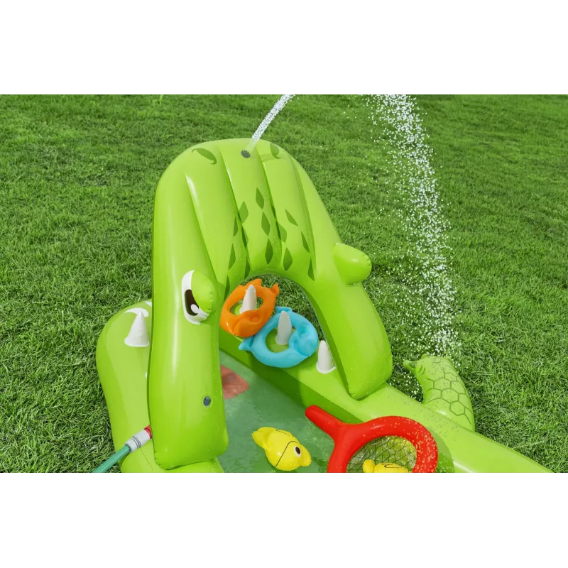 Bestway Later Gator Aufblasbarer Wasser-Spielplatz und Pool für Kinder 2,34 m x 1,63 m x 87 cm
