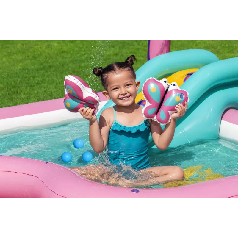 Bestway Butterfly Wonder Kinder aufblasbares Wasserspielcenter und Pool 1,80 m x 1,80 m x 1,17 m