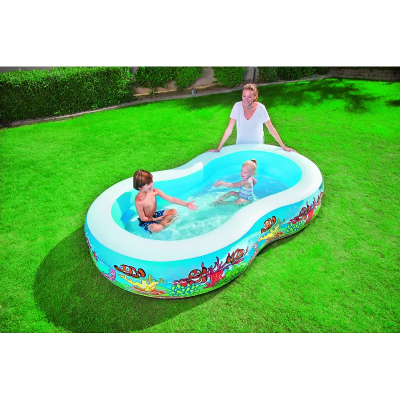 Bestway Aufblasbarer Familienplanschpool 2,62 m x 1,57 m x 46 cm, Aufblasbarer Pool, 544 L, Rechteckig, Vinyl, Mehrfarbig