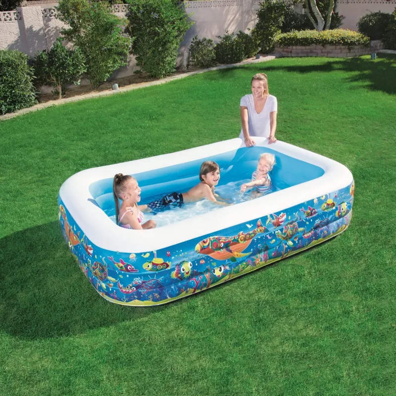 Bestway Aufblasbarer Familienplanschpool 2,29 m x 1,52 m x 56 cm, Aufblasbarer Pool, 702 L, Rechteckig, 6 Jahre, Vinyl, Mehrfarbig