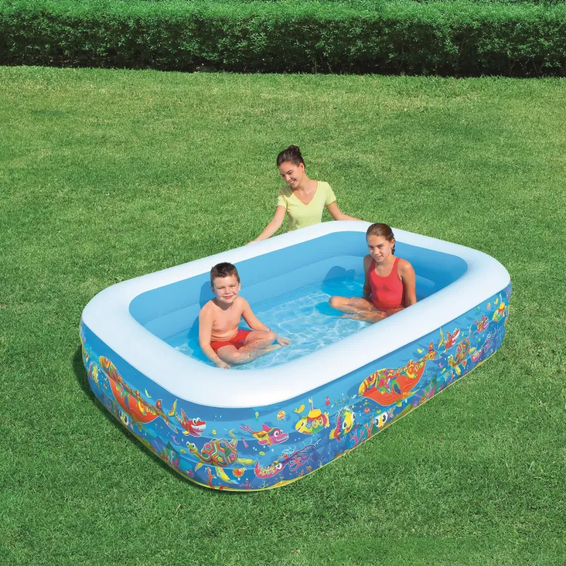 Bestway Aufblasbarer Familienplanschpool 2,29 m x 1,52 m x 56 cm, Aufblasbarer Pool, 702 L, Rechteckig, 6 Jahre, Vinyl, Mehrfarbig