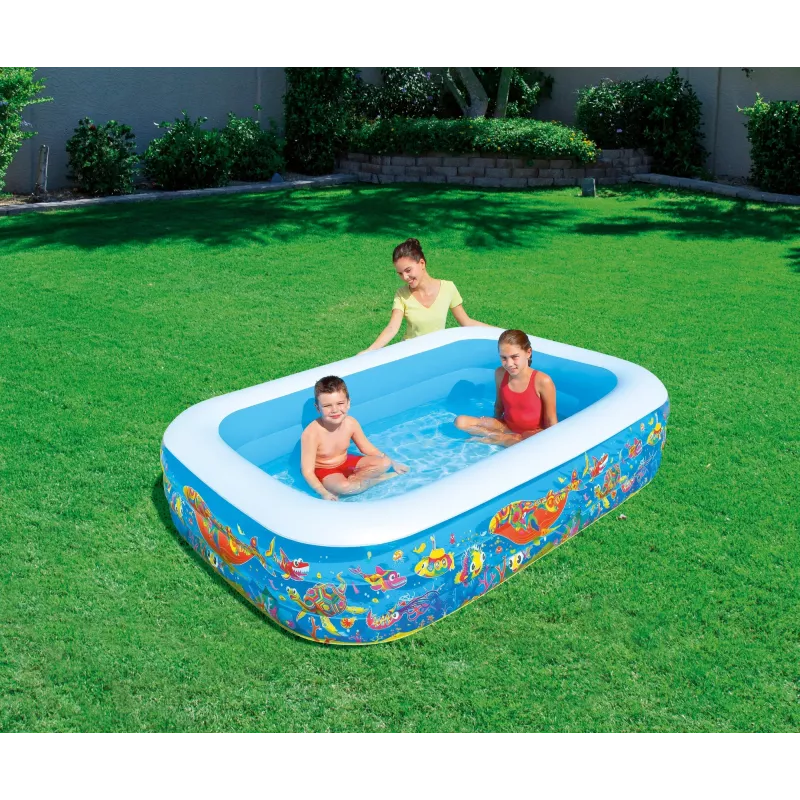 Bestway Aufblasbarer Familienplanschpool 2,29 m x 1,52 m x 56 cm, Aufblasbarer Pool, 702 L, Rechteckig, 6 Jahre, Vinyl, Mehrfarbig