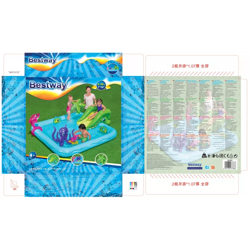 Bestway Play Center Fantastic Aquarium Spielpool, aufblasbarer Pool, 308 L, 8-förmig, 2 J., Vinyl, mehrfarbig