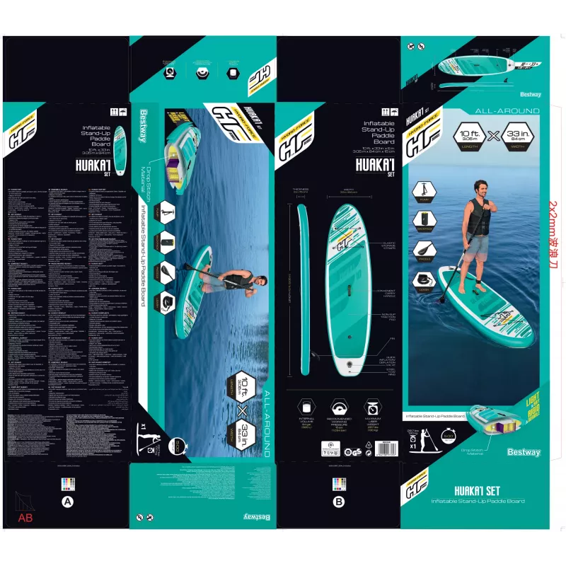 Bestway Hydro-Force 10' x 33 Zoll x 6 Zoll/3,05 m x 84 cm x 15 cm HuaKa'i Set