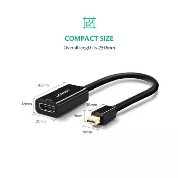 Ugreen 40360 Videokabel-Adapter 0,25 m Mini DisplayPort HDMI Schwarz