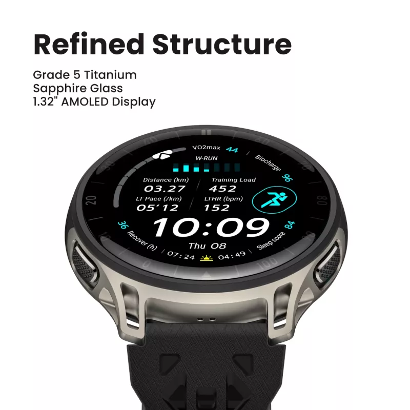 Amazfit Cheetah 2 Pro 3.35 cm (1.32 inch) AMOLED 48 mm Digital 466 x 466 Pixel Touchscreen Titanium Wi-Fi