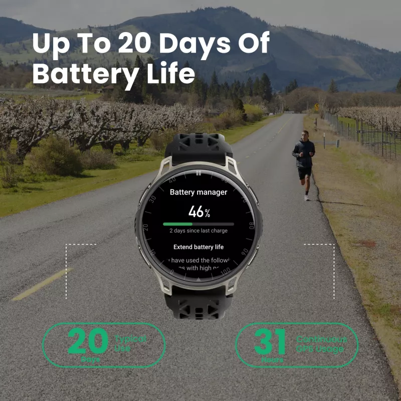 Amazfit Cheetah 2 Pro 3.35 cm (1.32 inch) AMOLED 48 mm Digital 466 x 466 Pixel Touchscreen Titanium Wi-Fi