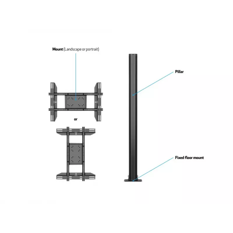 Multibrackets M Display Stand 180 Single Schwarz mit Bodenmontage