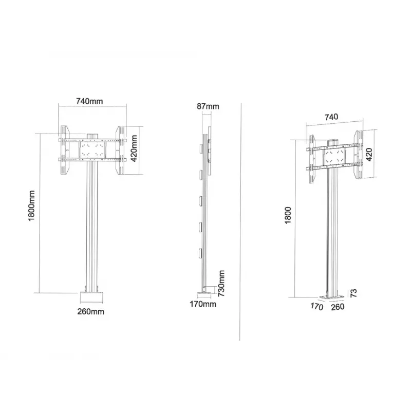 Multibrackets M Display Stand 180 Single Schwarz mit Bodenmontage