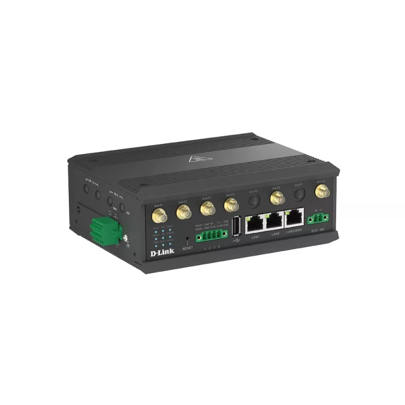 D-Link 5G IIoT Gateway, Mobilfunk-Gateway, Schwarz, Gigabit Ethernet, 10,100,1000 Mbit/s, 802.11a, 802.11b, 802.11g, Wi-Fi 4 (802.11n), Wi-Fi 5 (802.11ac), 300,866 Mbit/s