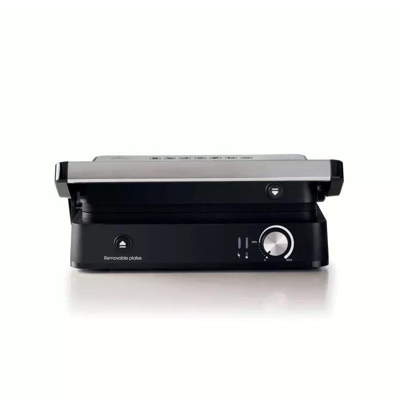 Ariete 1934 MetalGrill 3in1, Elektrogrill für gemischtes Grillen, 2000 W, 3 Garmodi, antihaftbeschichtete Platten, Silber/Schwarz