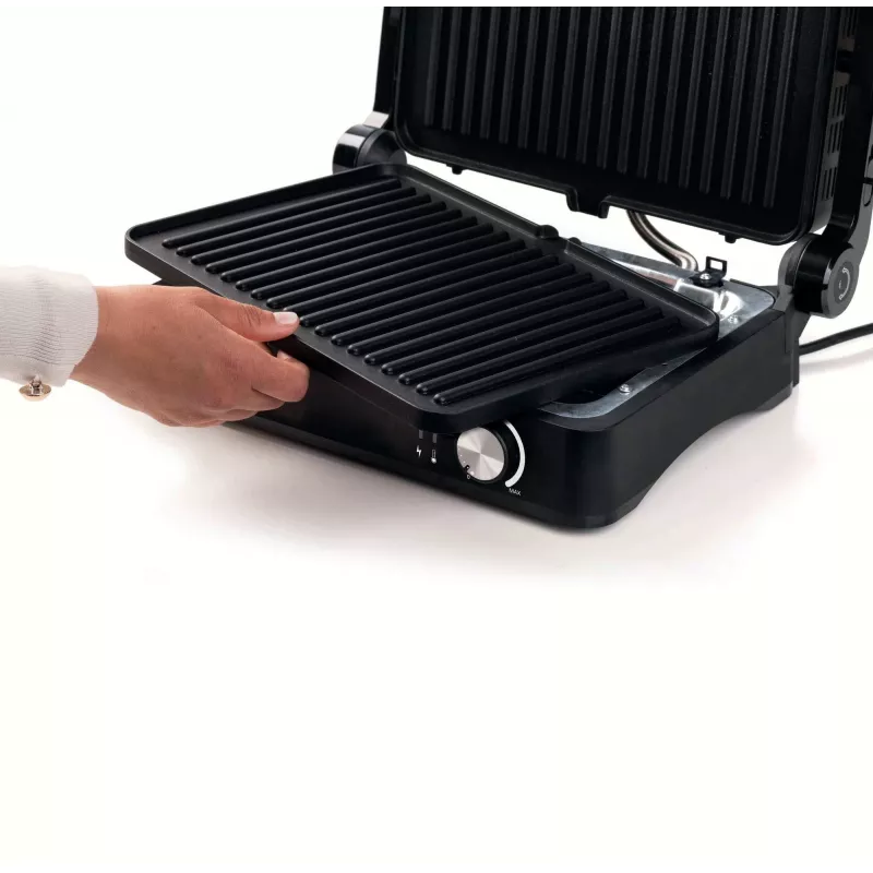 Ariete 1934 MetalGrill 3in1, Elektrogrill für gemischtes Grillen, 2000 W, 3 Garmodi, antihaftbeschichtete Platten, Silber/Schwarz