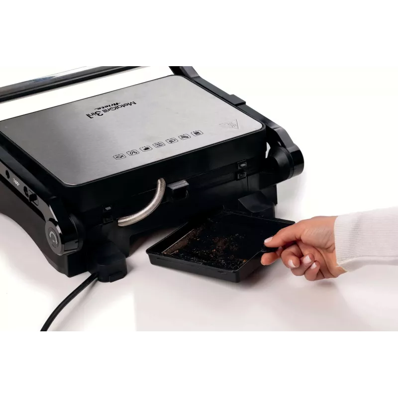 Ariete 1934 MetalGrill 3in1, Elektrogrill für gemischtes Grillen, 2000 W, 3 Garmodi, antihaftbeschichtete Platten, Silber/Schwarz
