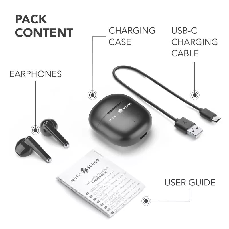Music Sound Breeze Kapsel-Bluetooth-Ohrhörer mit farbigem Etui