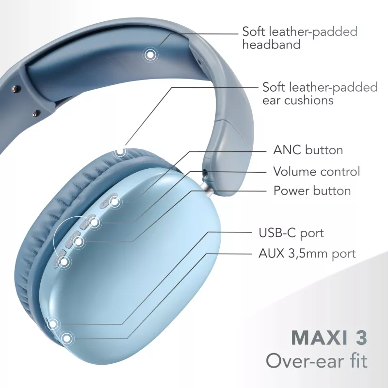 Music Sound MAXI3 MAXI3 kabellose Over-Ear-Kopfhörer mit aktiver Geräuschunterdrückung