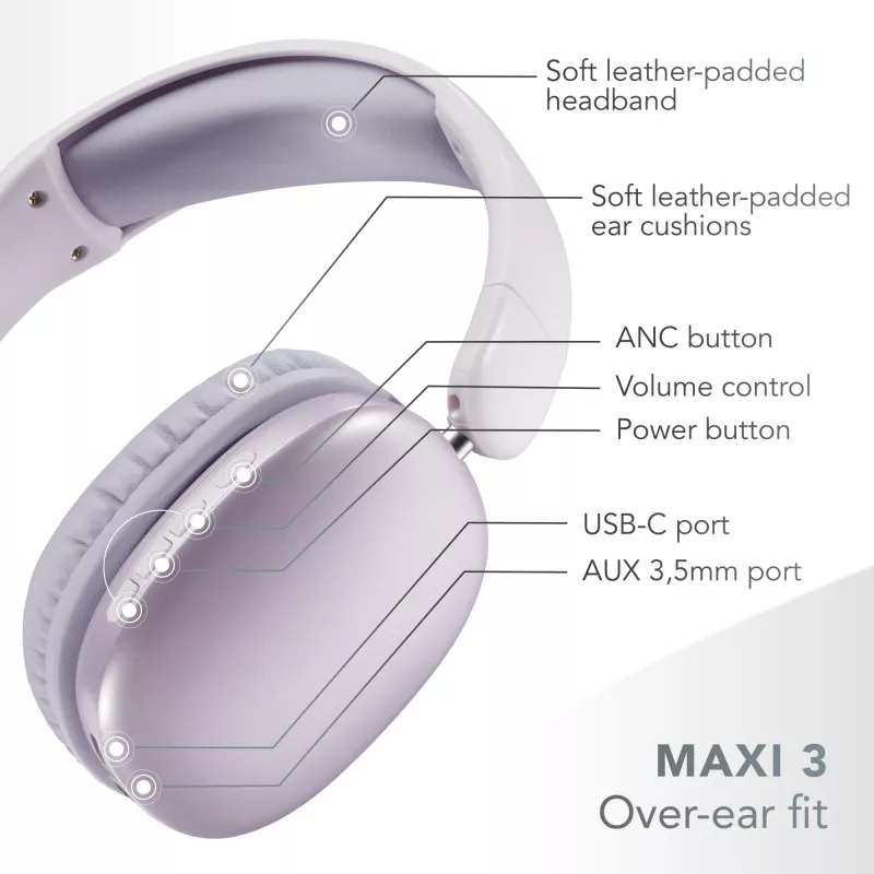Music Sound MAXI3 MAXI3 kabellose Over-Ear-Kopfhörer mit aktiver Geräuschunterdrückung