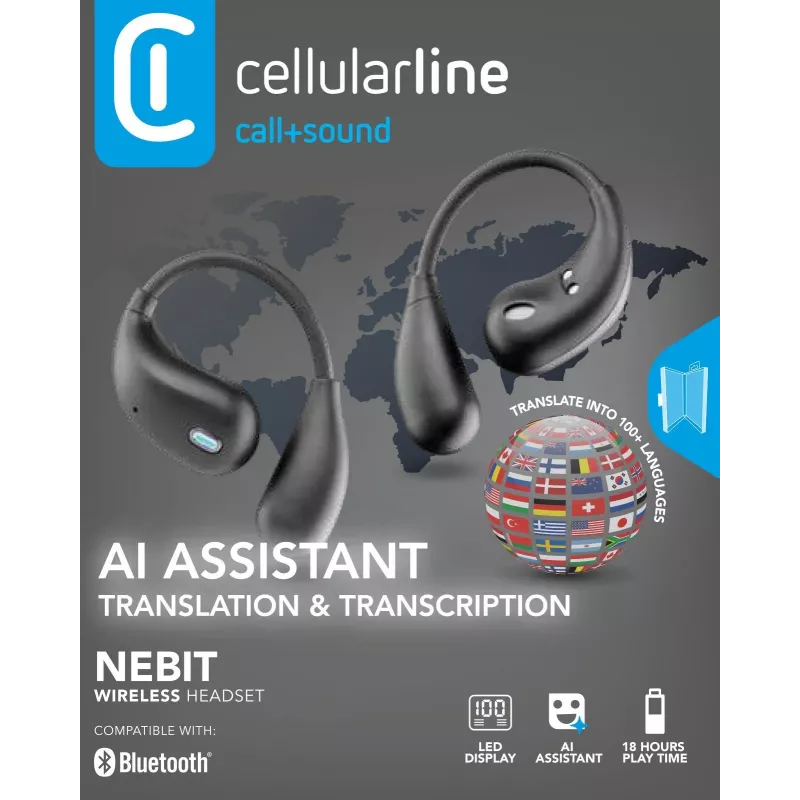 Cellularline Nebit – TWS Translator NEBIT TWS Ohrhörer mit Echtzeit-Übersetzungsfunktion