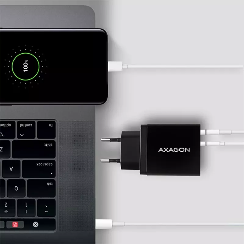 Axagon ACU-PQ22 Ladegerät für Mobilgeräte Mobiltelefon, Powerbank, Smartphone, Smartwatch, Tablet, Universal Schwarz AC Schnellladung Indoor