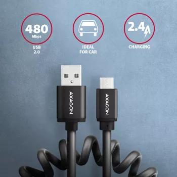 Axagon BUMM-AM10TB USB-Kabel USB 2.0 0,6 m Micro-USB B USB A 0,48 Gbit/s Schwarz