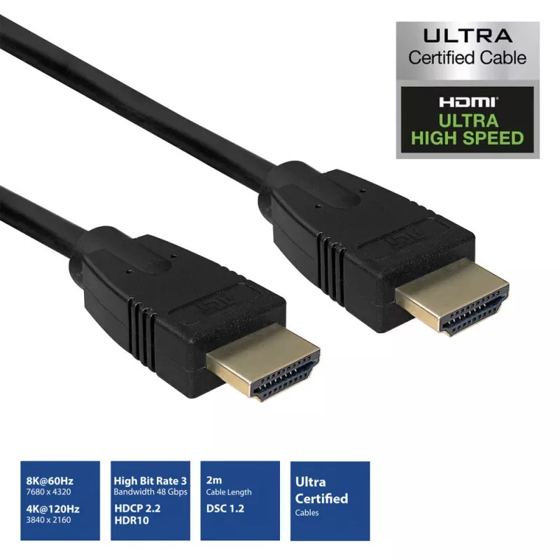 ACT 2 Meter HDMI 8K Ultra High Speed zertifiziertes Kabel v2.1 HDMI-A Stecker - HDMI-A Stecker