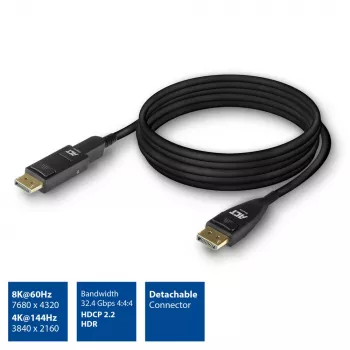 ACT 20 Meter DisplayPort 1.4 Aktives Optisches Kabel 8K mit abnehmbarem Stecker