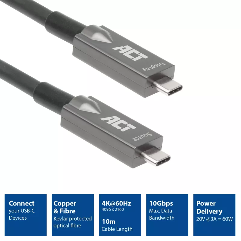 ACT USB-C 3.2 Gen2 Active Optical Kabel (AOC) Verbindungskabel, 10 m