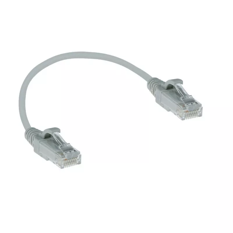 ACT Grau 0,15 Meter LSZH U/UTP CAT6 Datacenter Slimline Patchkabel, rastnasenfrei mit RJ45-Steckern