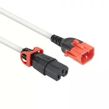 ACT Netzkabel C14 IEC Lock+ Dual Locking - C15 IEC Lock+ weiß 2 m, PC3875